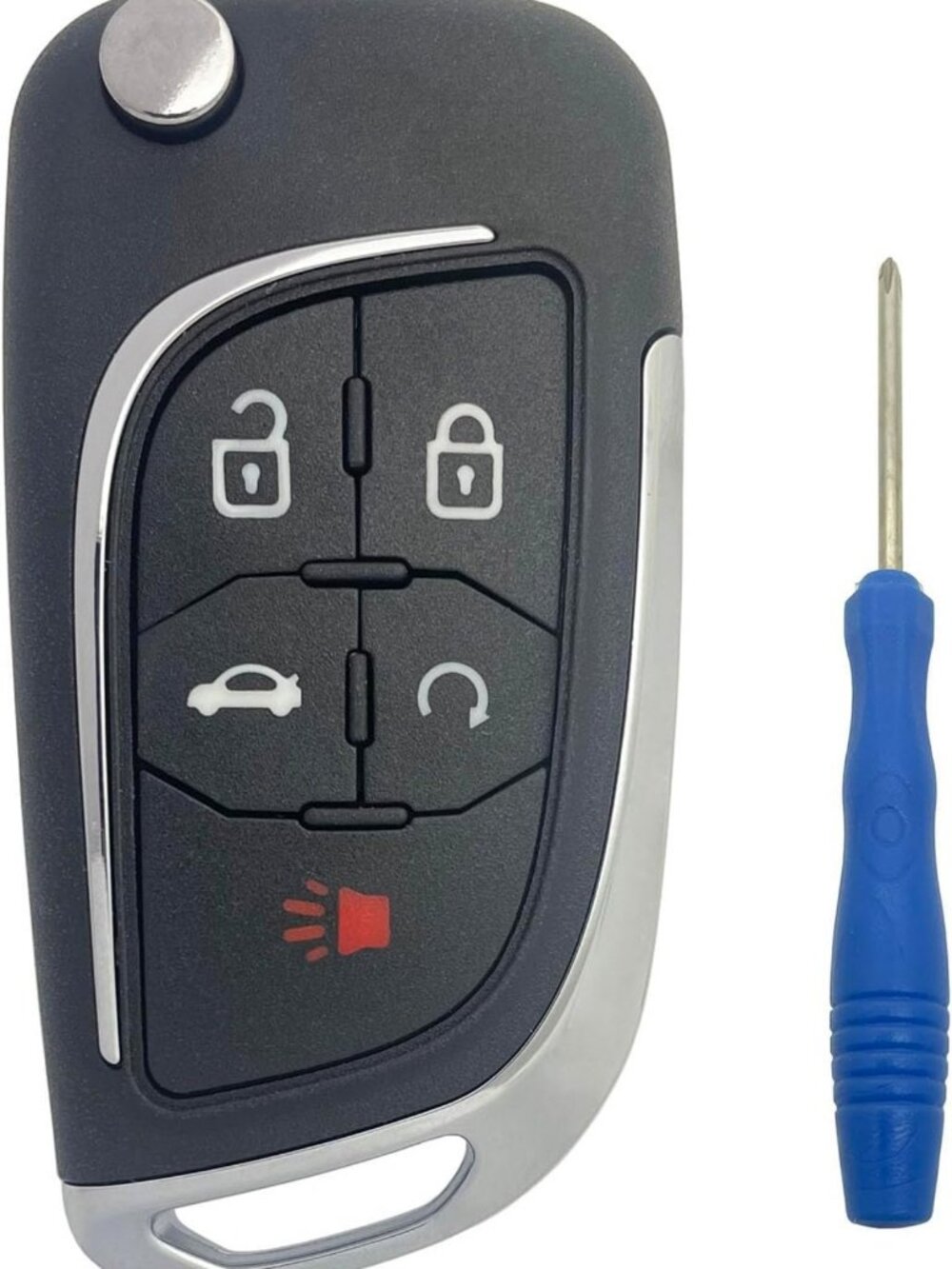 Key Fob Case Replacement for Chevy, GMC, Buick - 5 Button Keyless Entry Shell